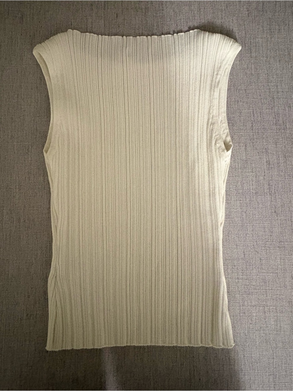 Nati NWOT Cream Ribbed Cap-Sleeve Tank - Picture 3 of 4